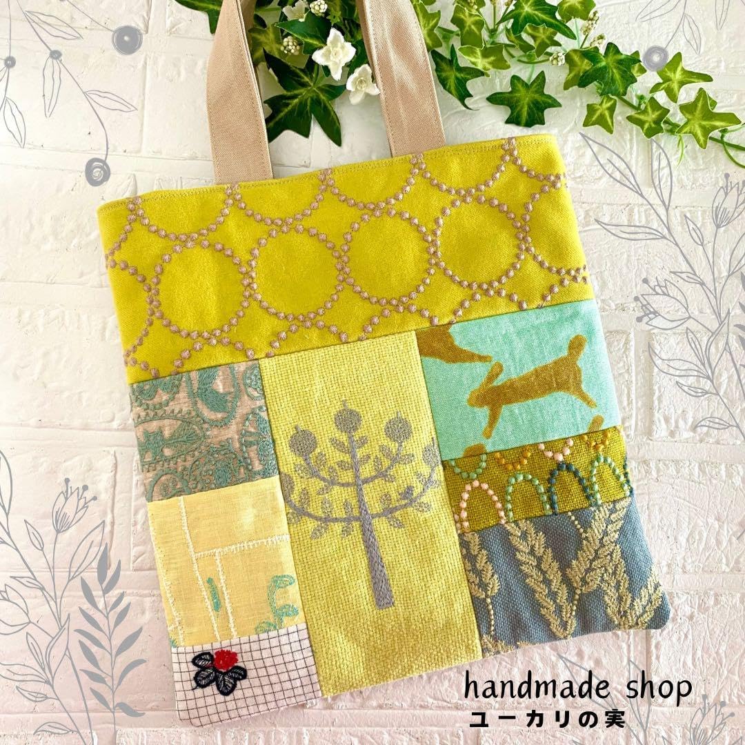 ミナペルホネン 生地使用 wolf&flower パッチワークトート ミナ