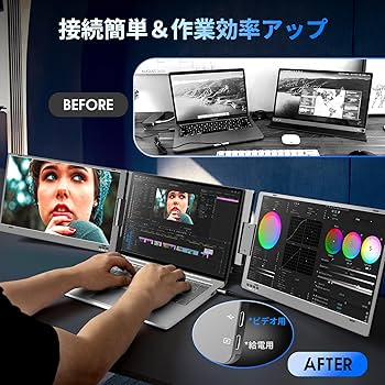 Amazon.co.jp: 合金製 デュアルモニター 14インチ モバイルトリプル
