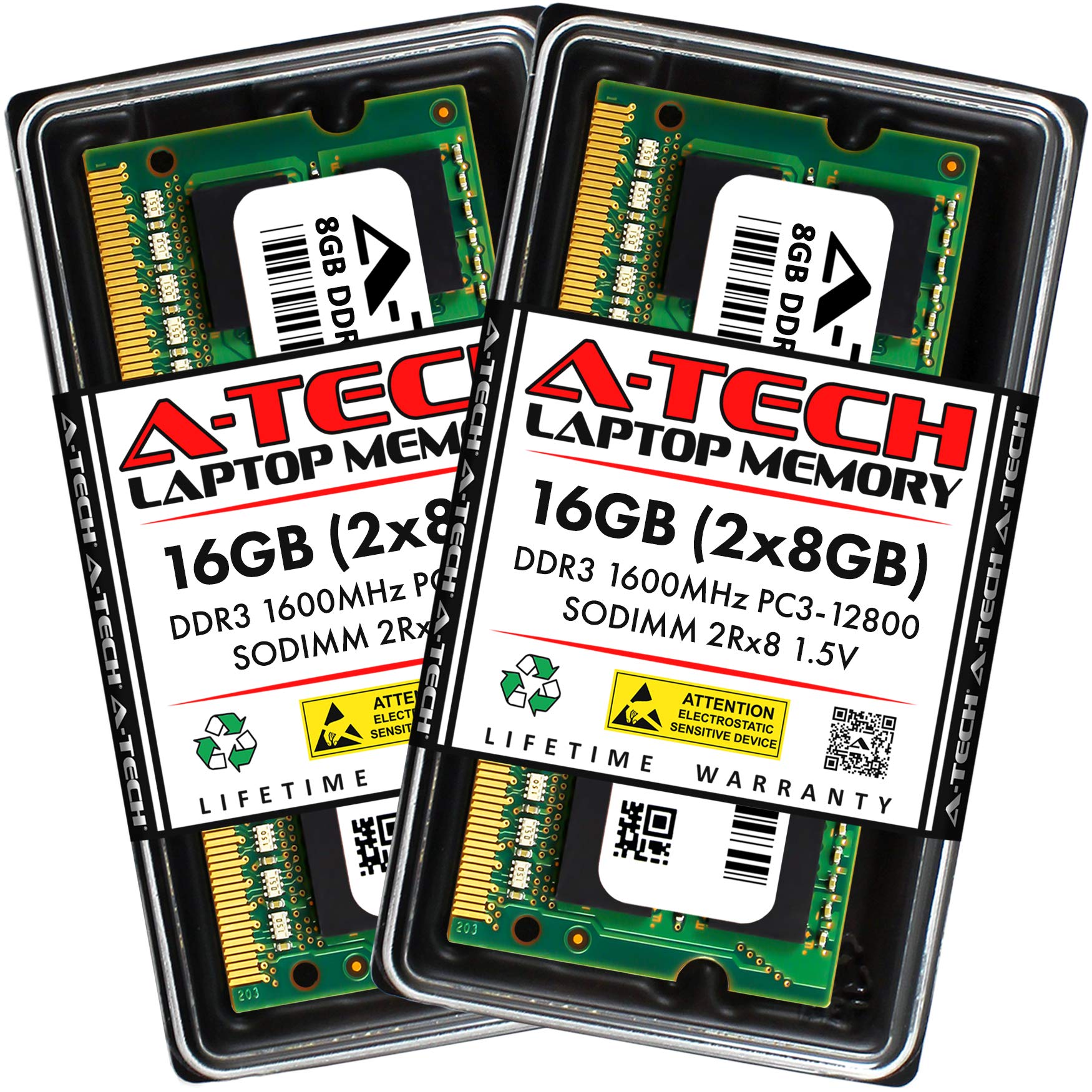 A-Tech 16GB (2x8GB) DDR3 1600MHz SODIMM PC3-12800 2Rx8 1.5V CL11
