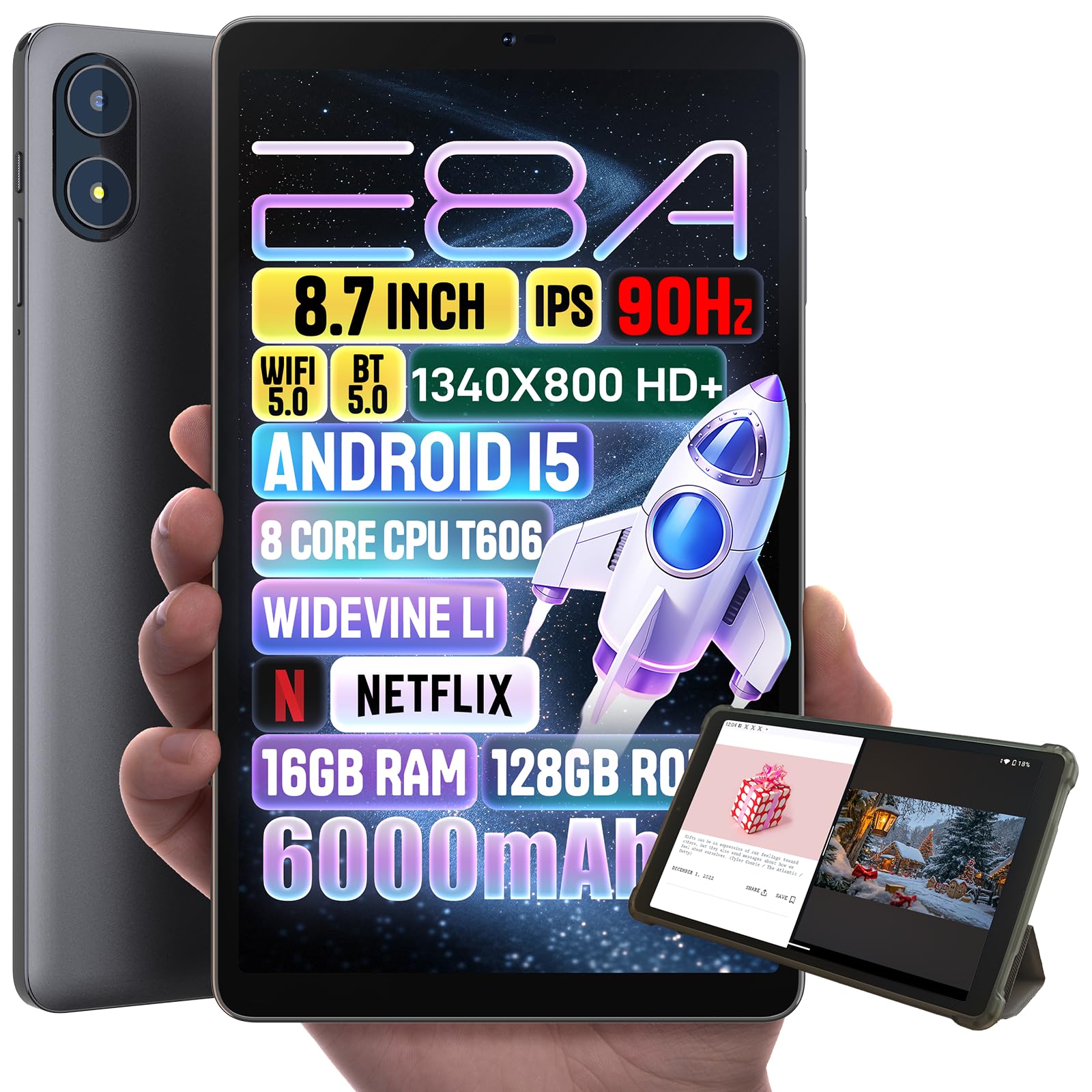 Zuleisy Android 15 Tablet 8.7 inch, Octa Core, 16GB RAM, 128GB ROM