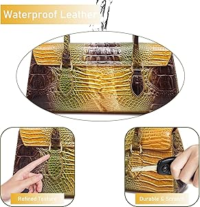 Makcr Joacbv Leather Crocodile Pattern Top Handle Handbag for