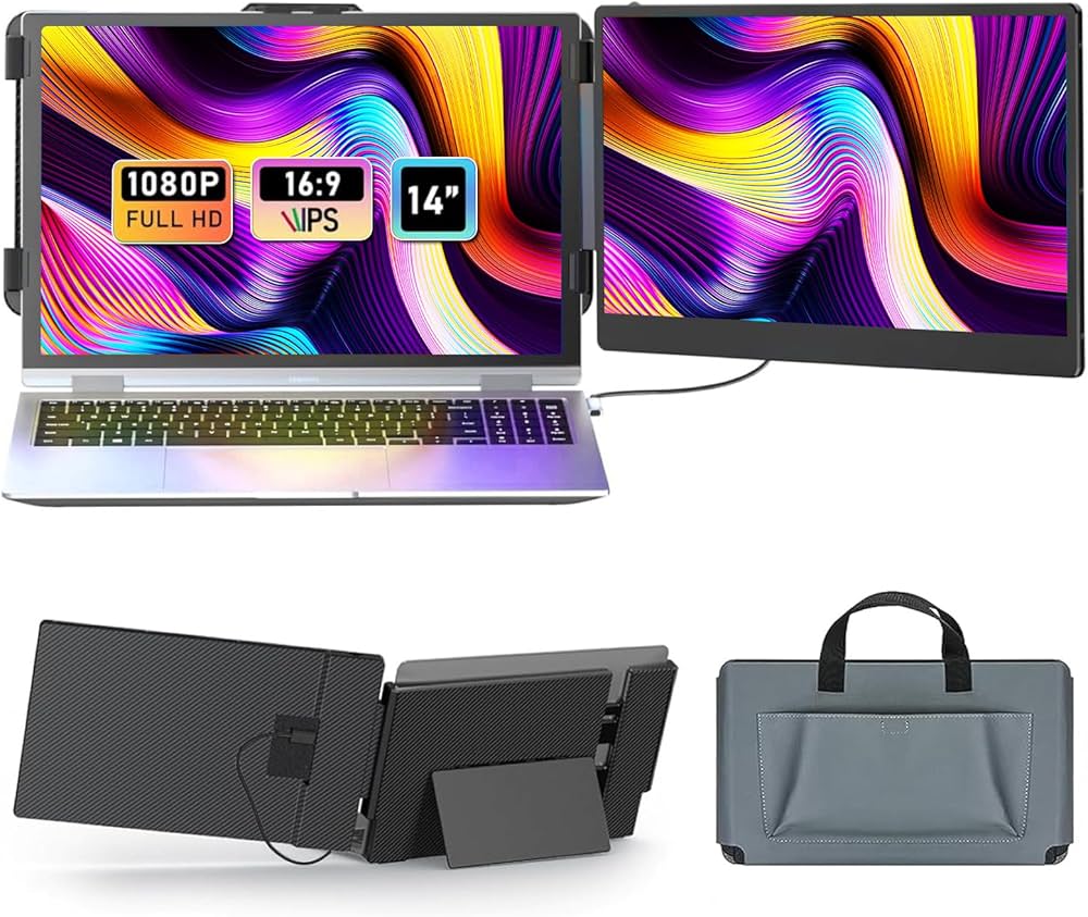 Amazon.co.jp: LGGST ポータブルモニター デュアルモニター 14インチ