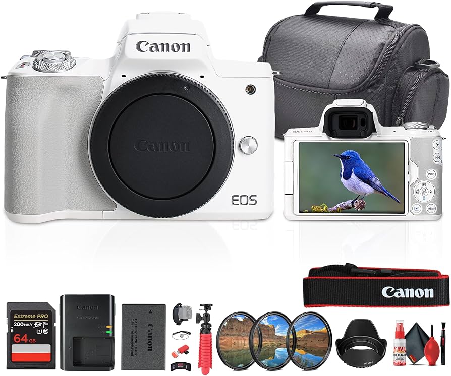 Amazon.com : Canon EOS Kiss M / M50 Mirrorless Camera – White