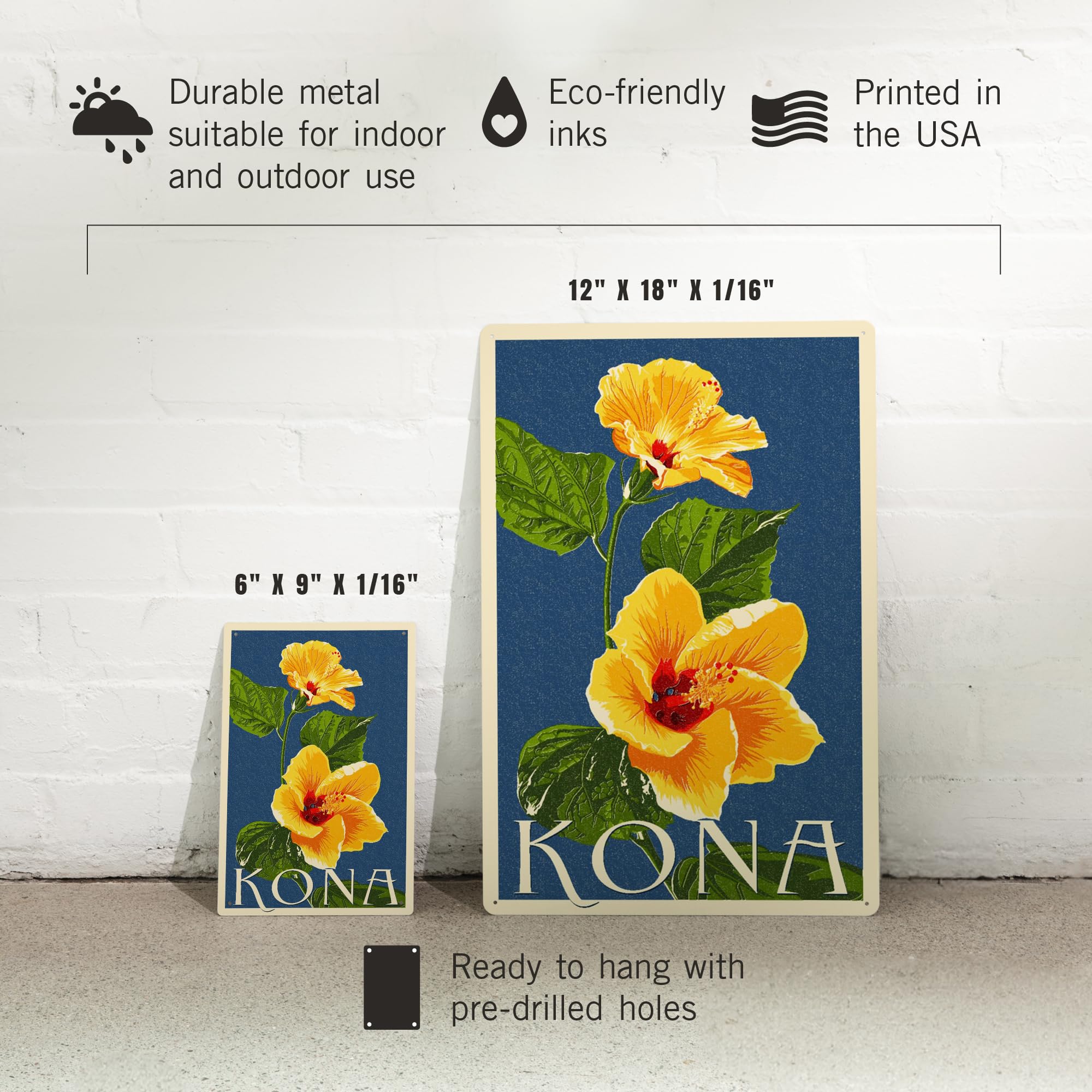Amazon.com: Lantern Press 6x9 Inch Metal Sign, Kona, Hawaii