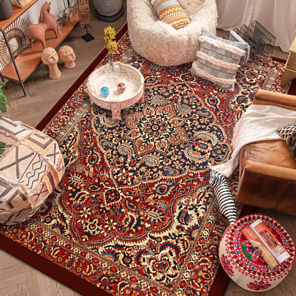 Amazon｜洗える ラグ ペルシャ 絨毯 花柄6 おしゃれ オリエンタル柄 2