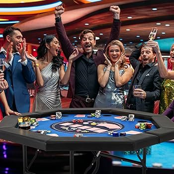 Amazon.co.jp: GYMAX ポーカーテーブル 8人用 折りたたみ 幅96cmx奥行