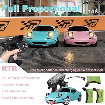 Amazon.com: Skymaker 1/18 RC Drift Car with 3 Batteries Mazda MX-5