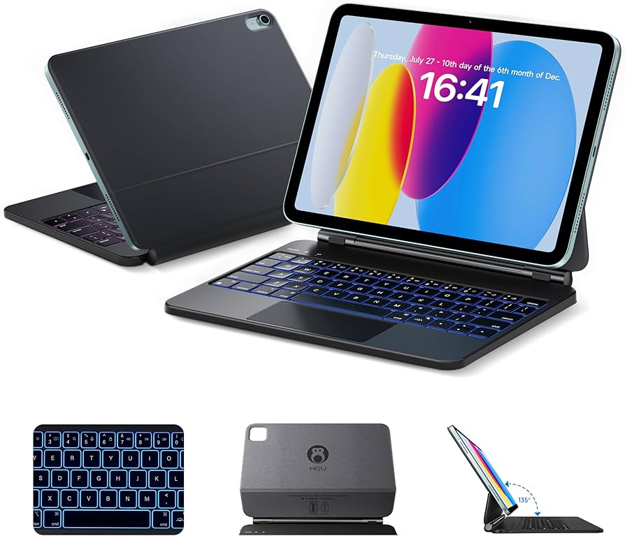 Amazon.com: HOU Magnetic Keyboard Case for iPad 11 (A16)/10, 135