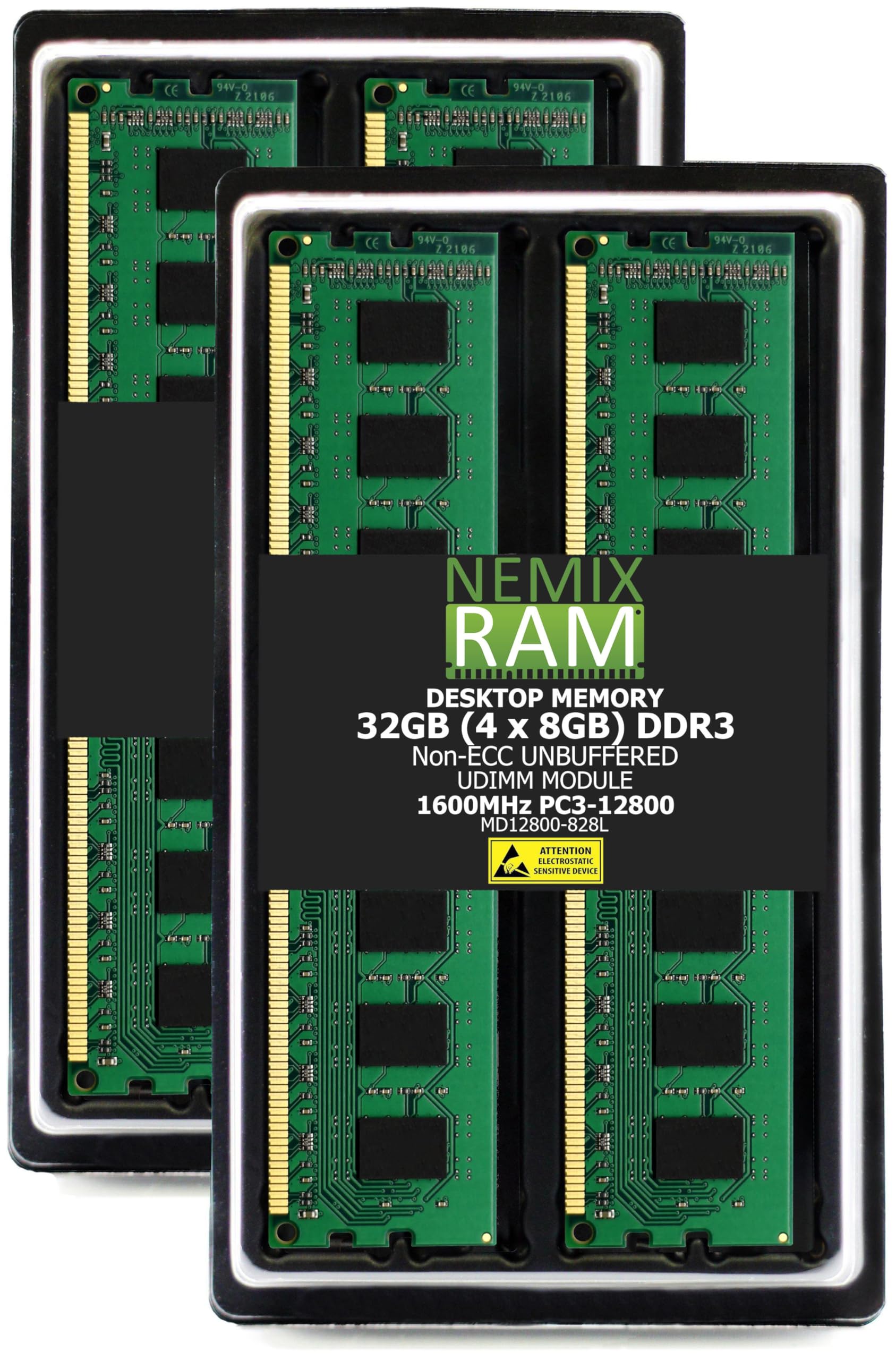 NEMIX RAM 32GB (4X8GB) DDR3 1600MHZ PC3-12800 2Rx8 1.35V 240-PIN