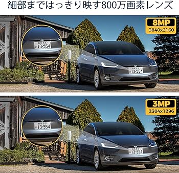 Amazon.co.jp: 【800万画素P0Eセット】POE有線接続 防犯カメラセット