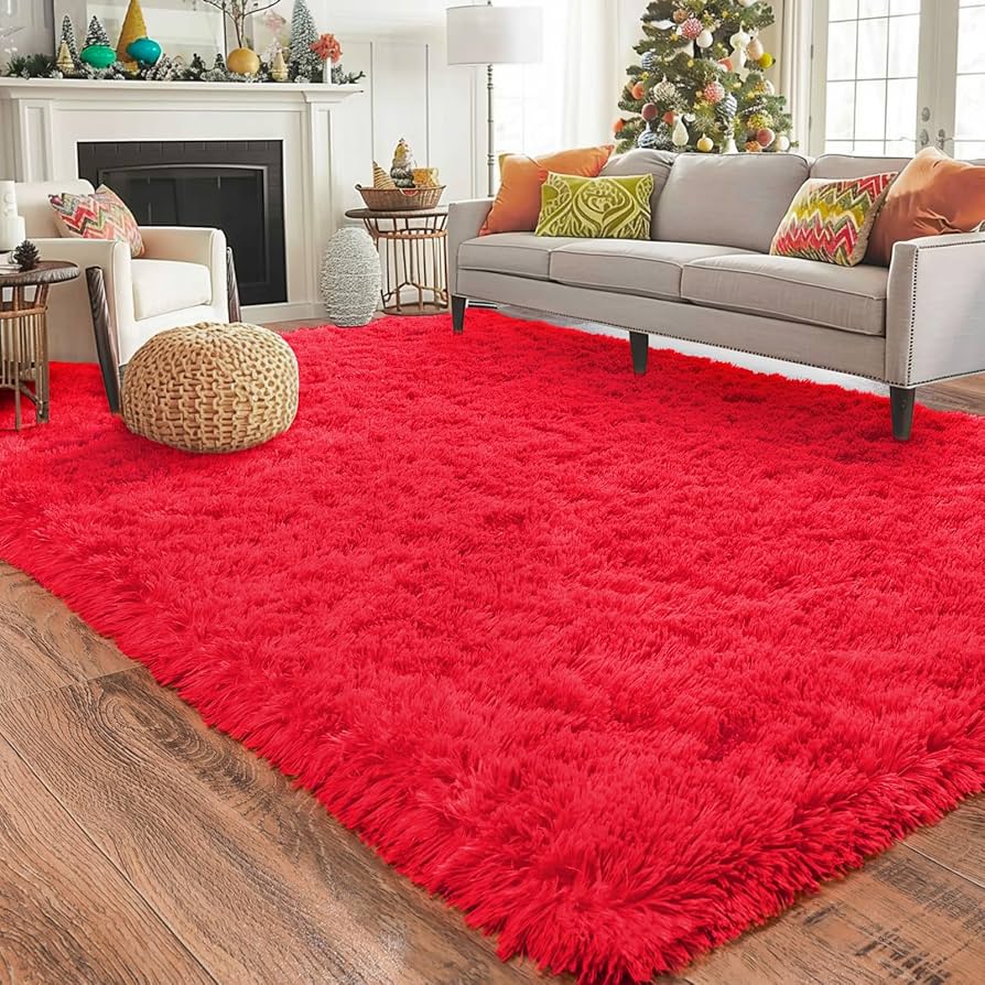 Amazon.com: Ailyei Red Shag Rugs for Bedroom, 4x6 Soft Fuzzy Rugs