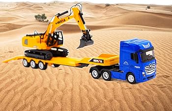 Amazon.co.jp: Brachiosaur フラットトレーラートラック 掘削機車両