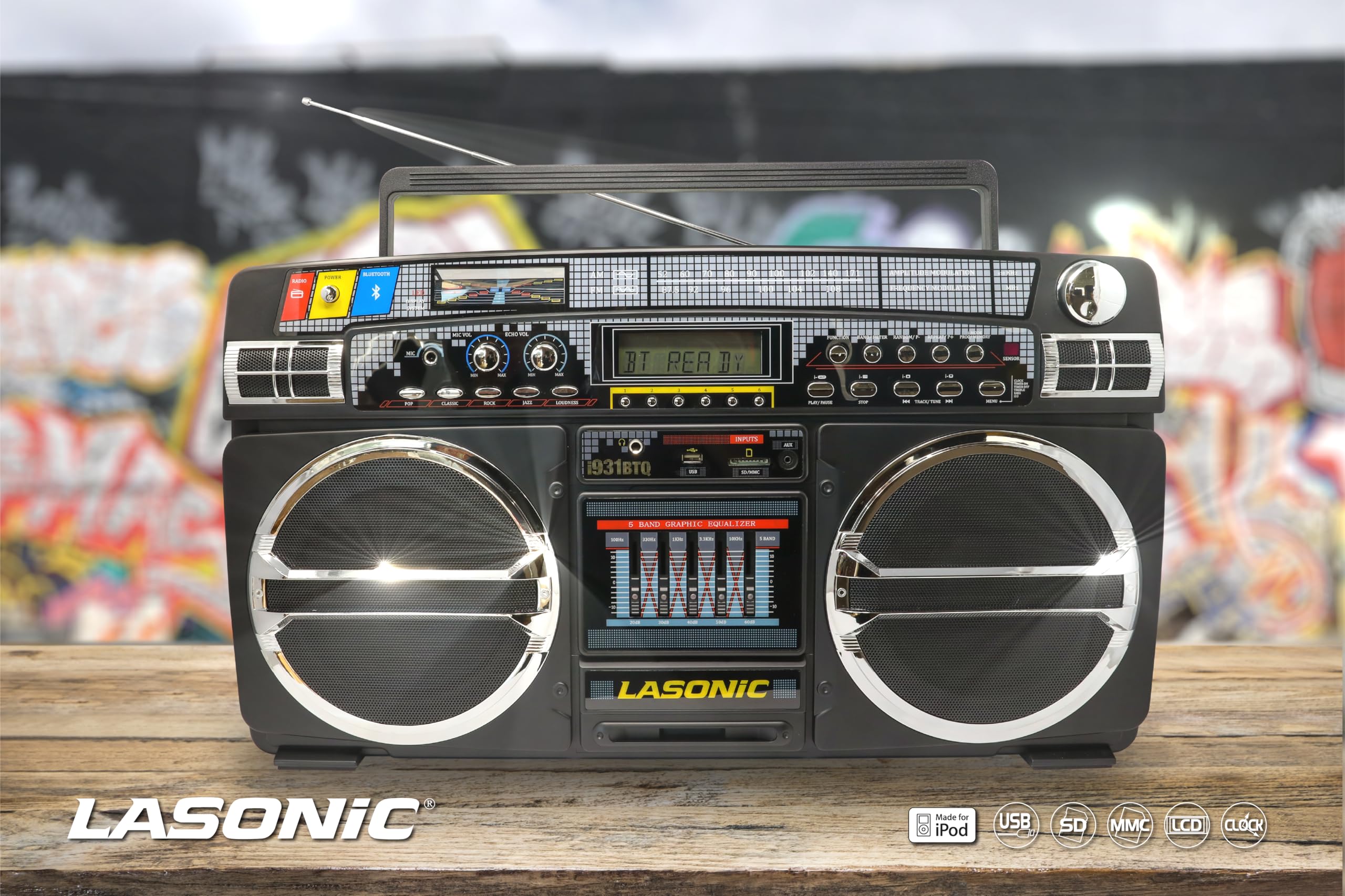 Amazon.com: Lasonic i-931BT BoomBox BLUETOOTH AM/FM EQ USB SD AUX