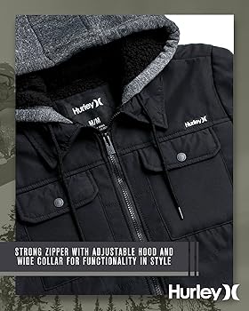 Hurley Men's Voyager Jacket - Warm Insulated Fleece Jacket with