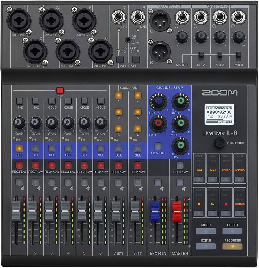 Amazon.com: Zoom LiveTrak L-8 Podcast Recorder, Battery Powered