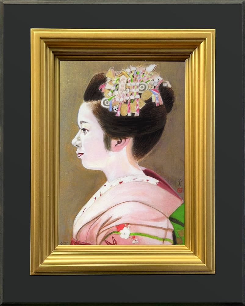 かんざしと女 額縁入り 絵画 by M.Onishi かんざしと女 額縁入り 絵画 by