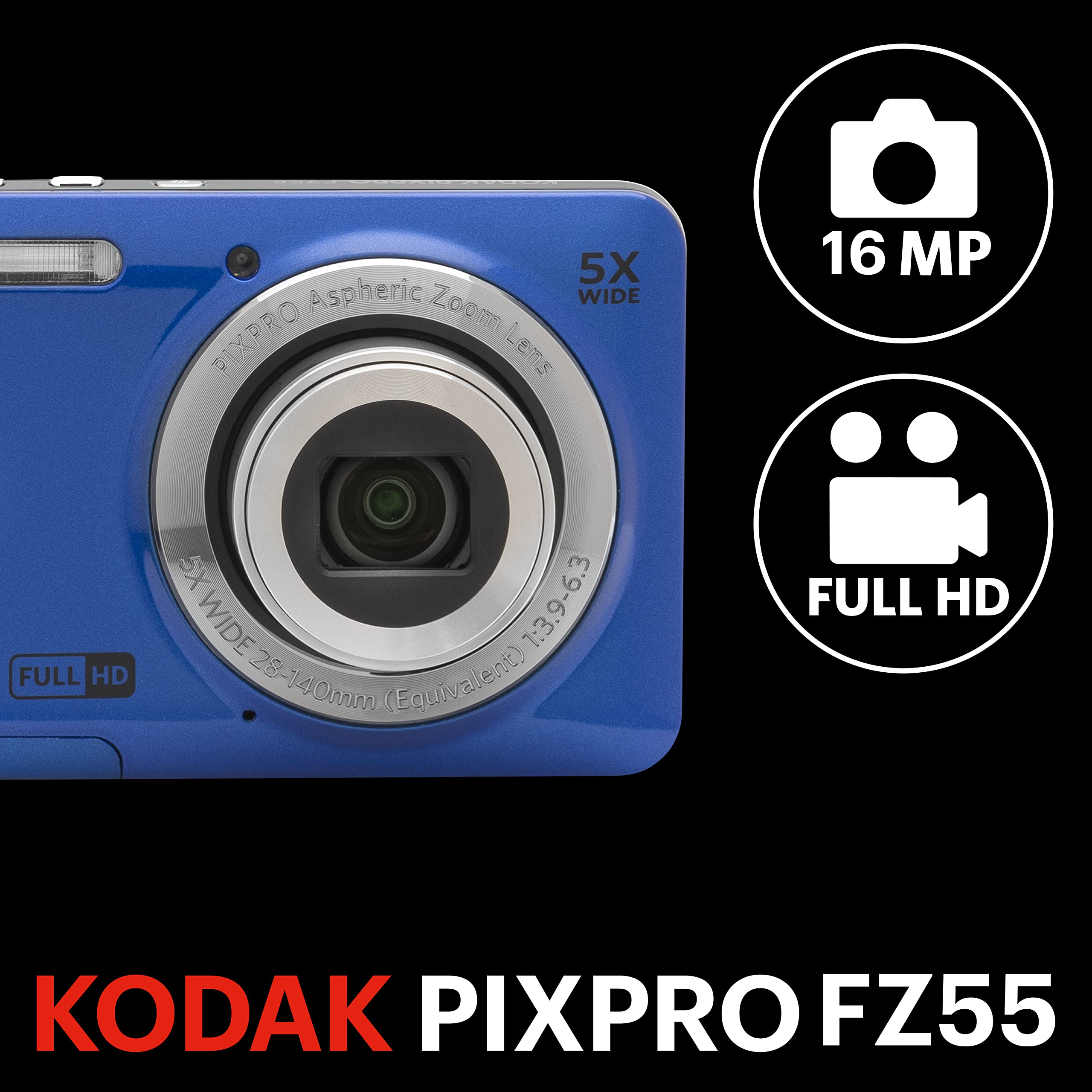 Amazon Canada: KODAK PIXPRO FZ55-BL 16MP Digital Camera 5X Optical