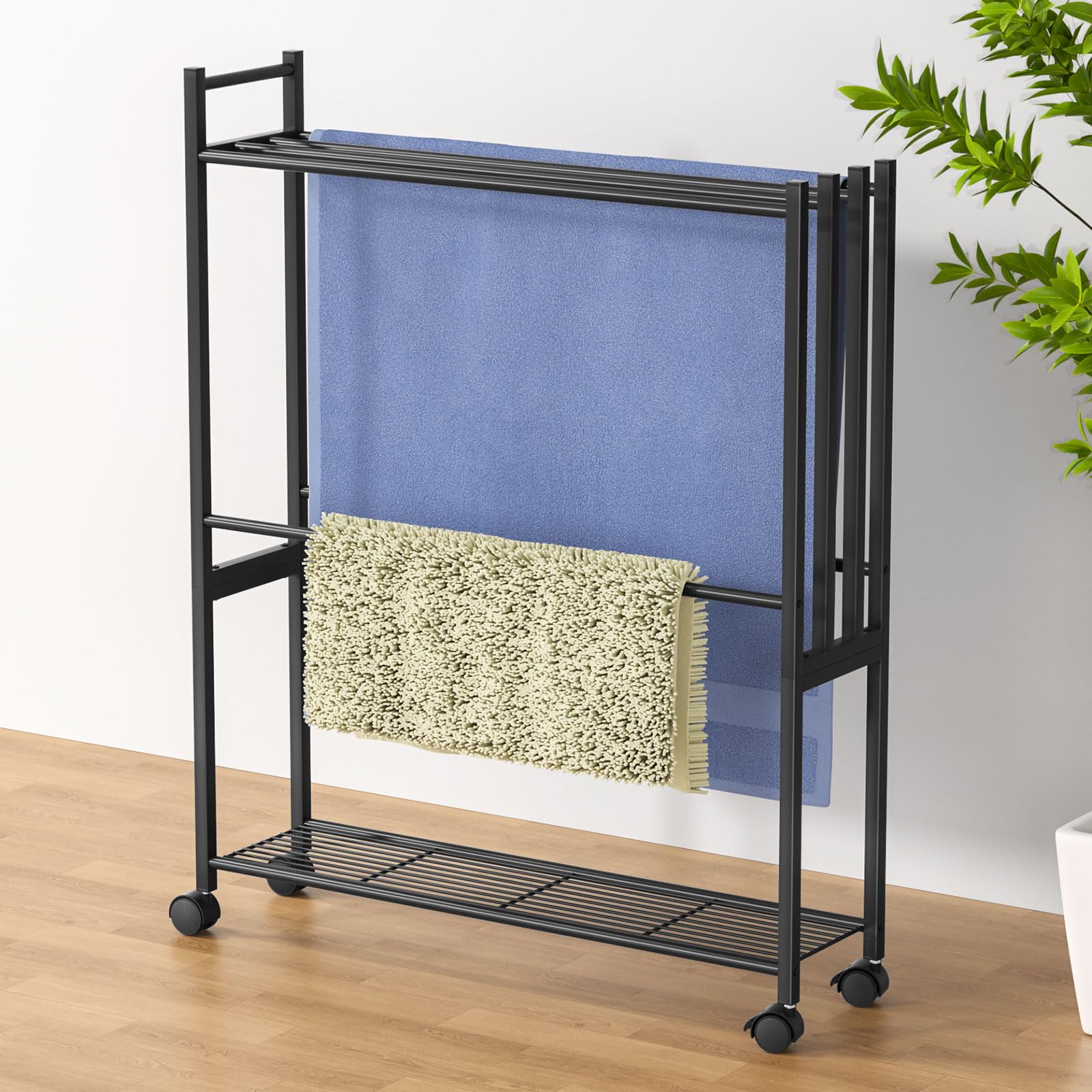 Amazon｜TTWO バスタオルハンガー バスタオル掛け棚付き 約W67.5XD17