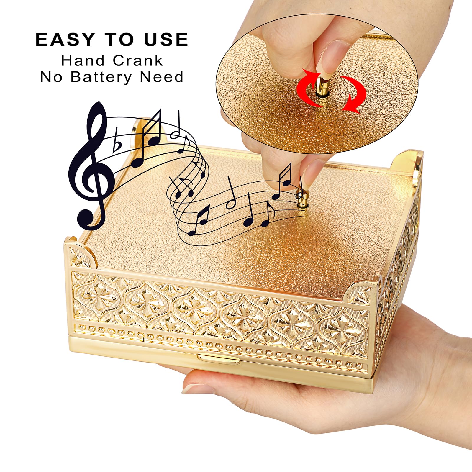 Amazon｜ELLDOO ヴィンテージオルゴール ゴールドメタルオルゴール