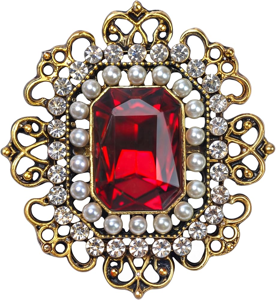 Amazon | (1個) ビクトリア朝ヴィンテージブローチピン - クリスタル