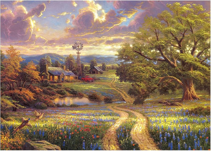 Amazon | CHengQiSM 1000ピース ジグソーパズル Thomas Kinkade 田園