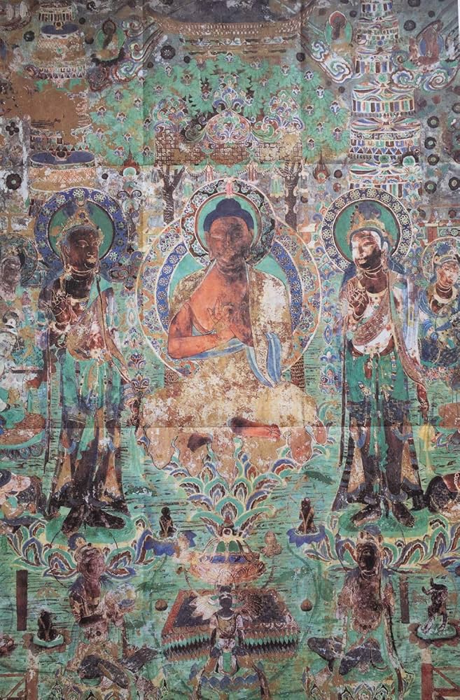 骨董市 掘り出し品中国唐時代 敦煌莫高窟壁画 彩絵 Z0985B18-5 骨董市