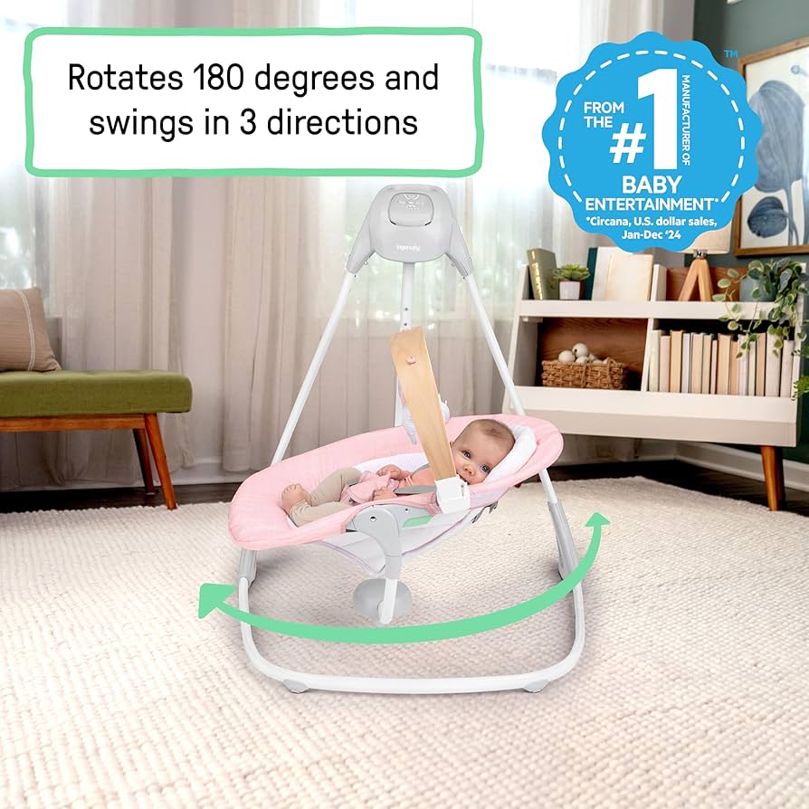 Amazon.com : Ingenuity SimpleComfort Compact Baby Swing, Rotating