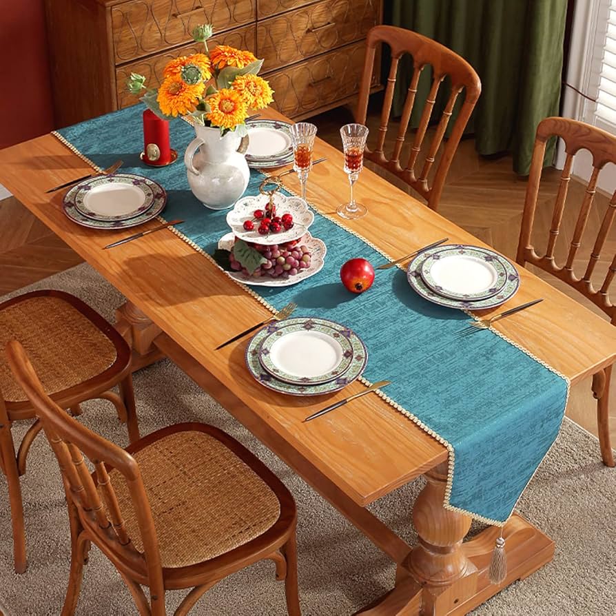 Amazon｜テーブルセンター テーブル ランナー Cグリーン 織り センター