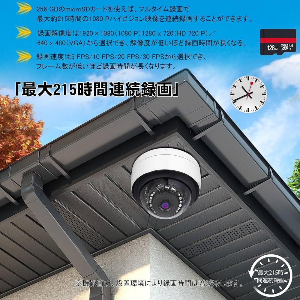 Amazon.co.jp: 防犯カメラドーム型 200万画素 屋内屋外 有線 最大256GB