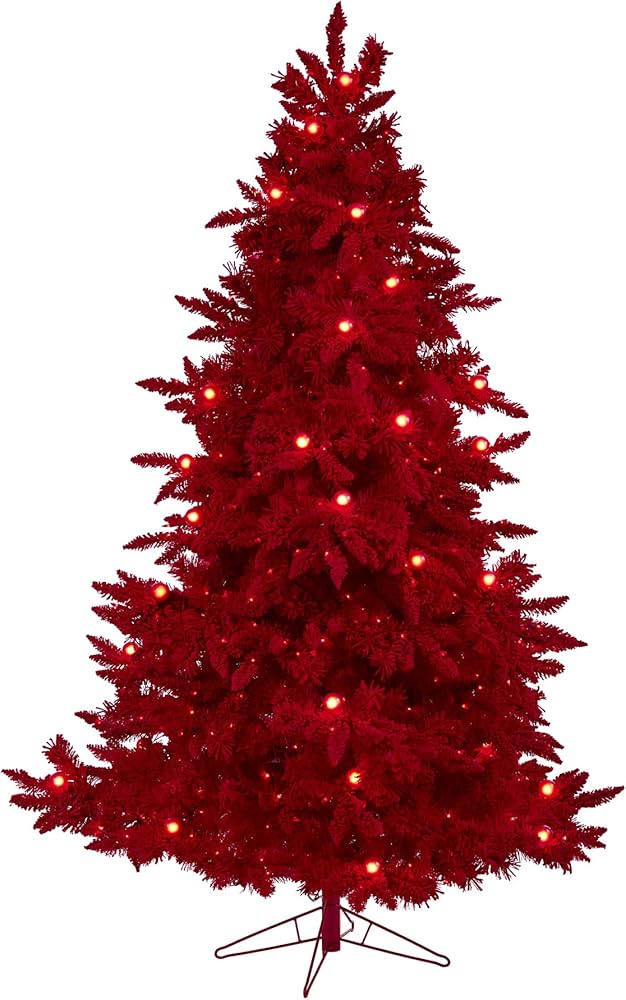 Amazon.com: Nearly Natural 7ft. Red Flocked Fraser Fir Artificial