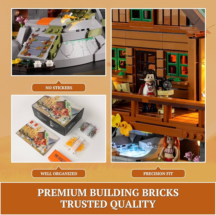 Amazon.com: FUNWHOLE Mountain-Cabin House Lighting Building-Bricks