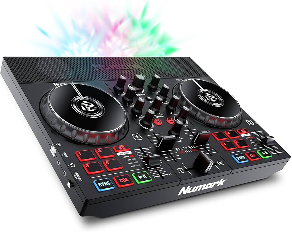 Numark Party Mix Live DJ Controller with Speakers, Lights, 2 Decks