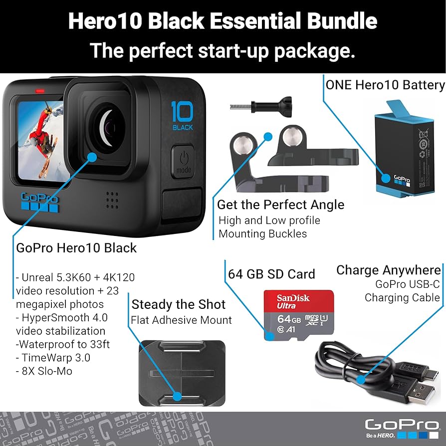 Amazon.com : GoPro Hero10 Black + 64GB SanDisk SD Card