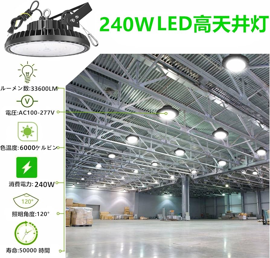 投光器 ハイベイライト LED高天井照明 240W [1.5M配線プラグ付] Amazon