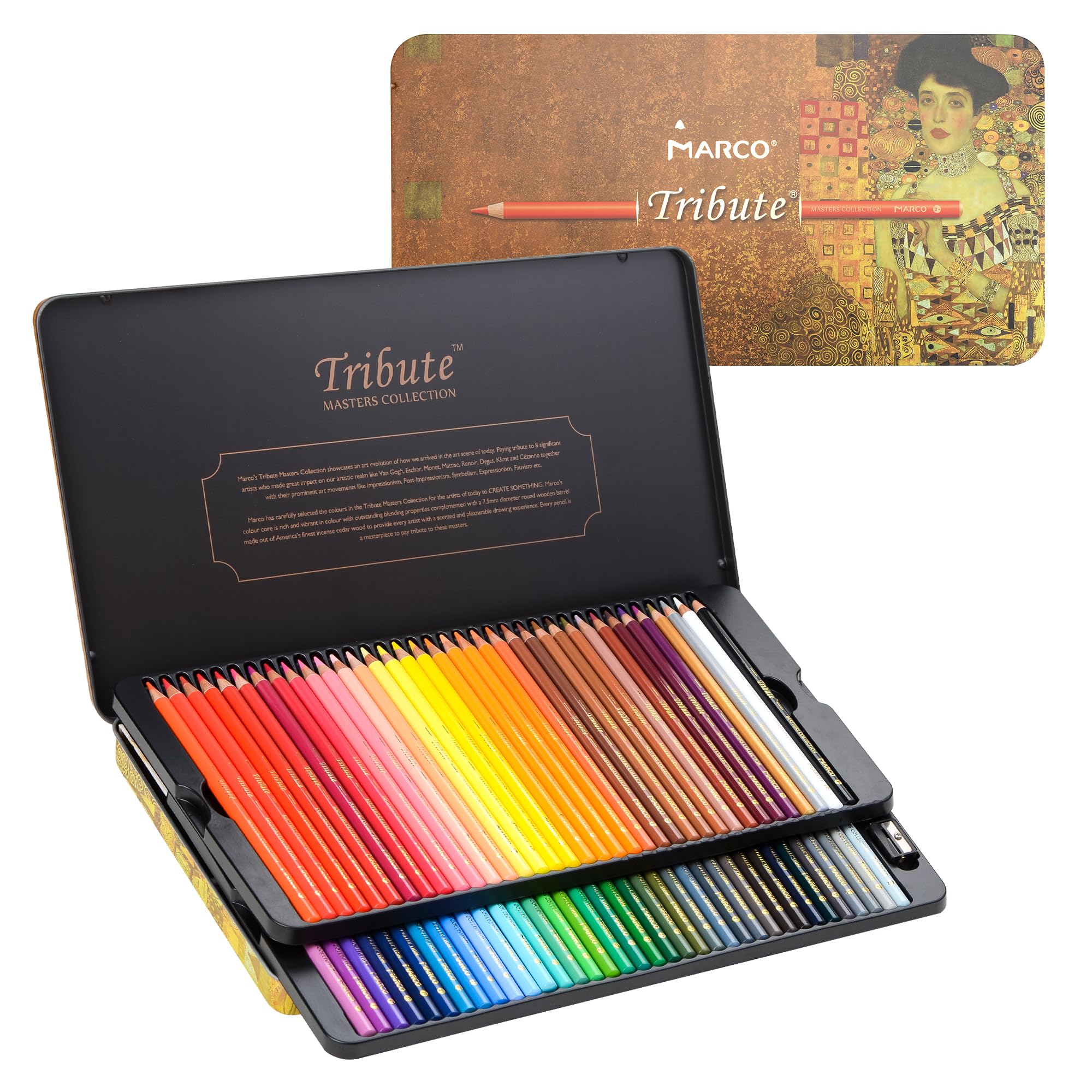 Amazon | MARCO 72色色鉛筆 油性, プロ ソフト芯 太い 高級 鉛筆削り