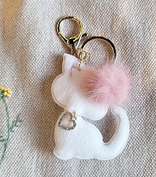 Amazon.co.jp: [byDream] 可愛いミンクファーチャーム 猫 ねこ