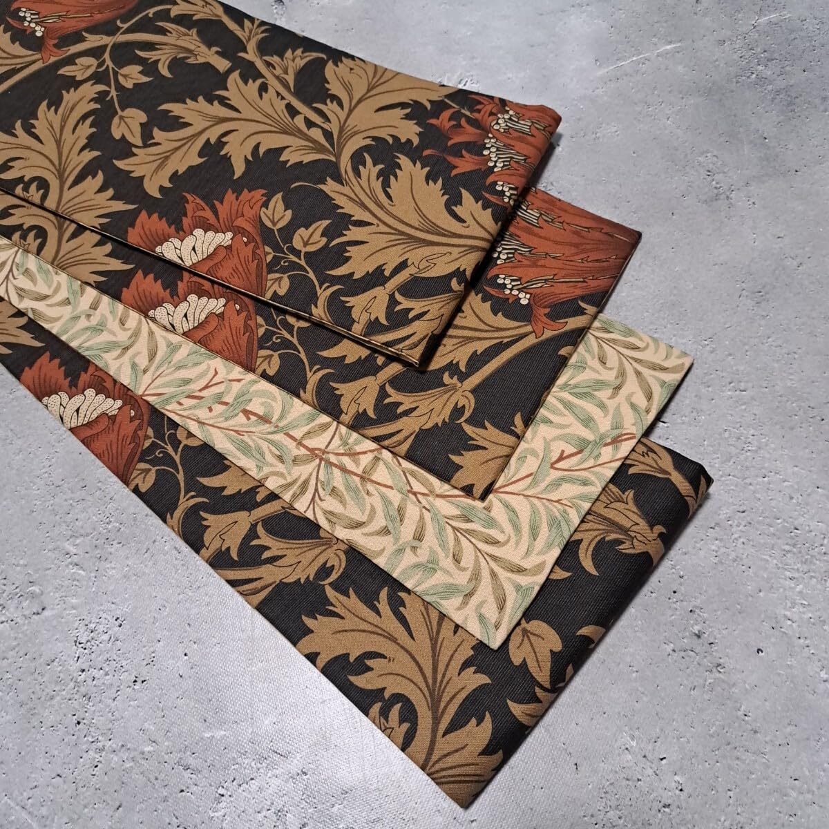 Amazon.co.jp: 半幅帯 ウィリアムモリス アネモネ 赤茶×ウィローボゥ