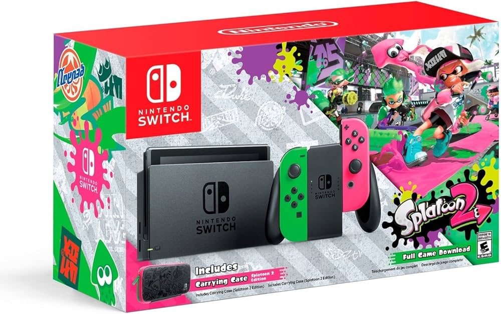 Nintendo Switch Hardware with Splatoon 2 Neon Green/Neon Pink Joy