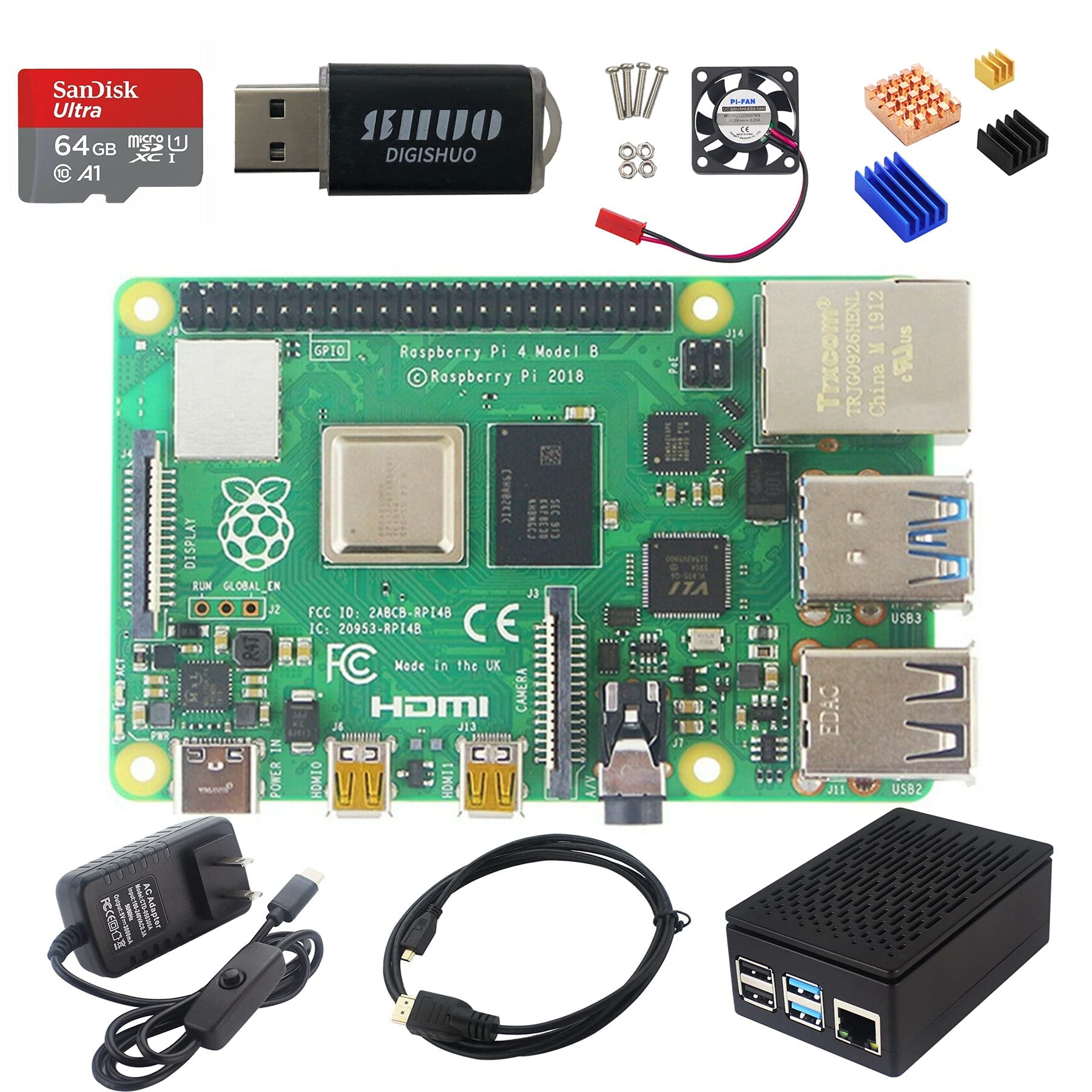 Amazon.com: DIGISHUO Raspberry Pi 4B Model B 8GB RAM DIY Kit