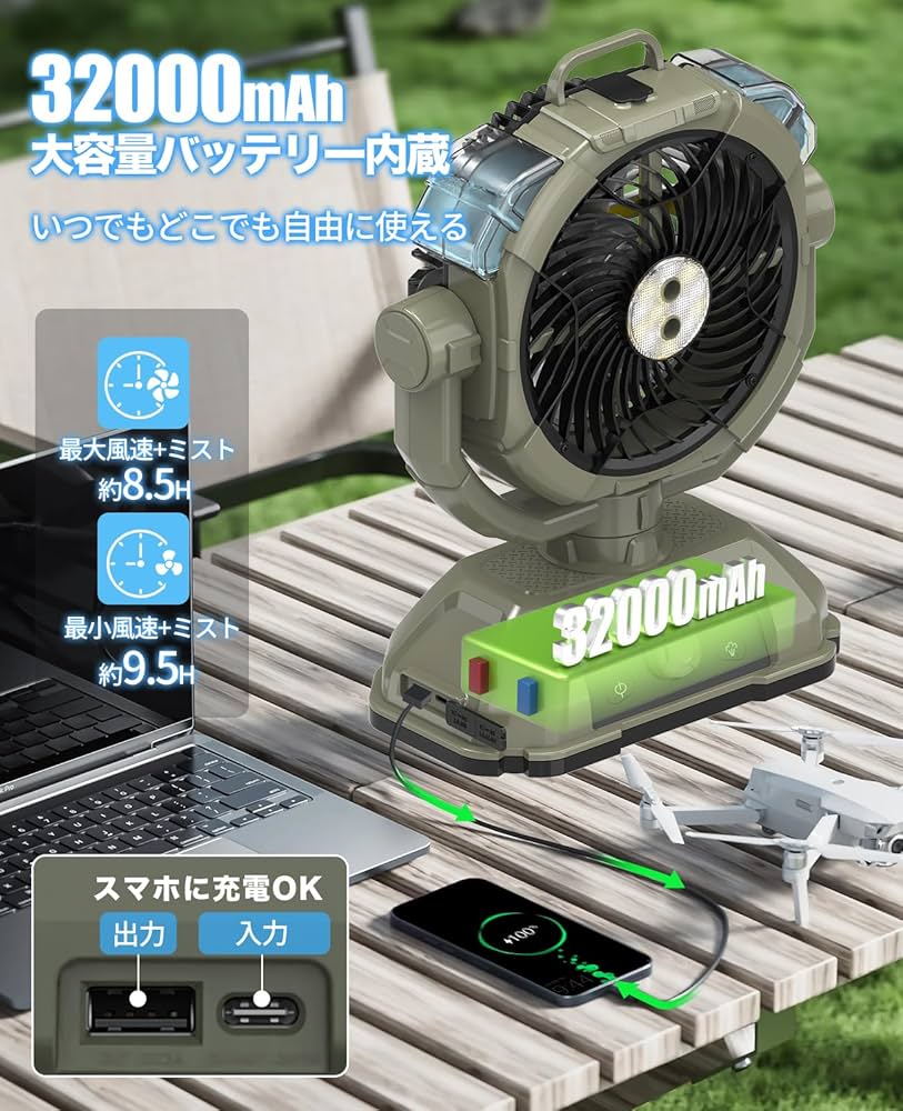 Amazon | SUKITEN キャンプ 扇風機 ミストファン【2025業界初・瞬間