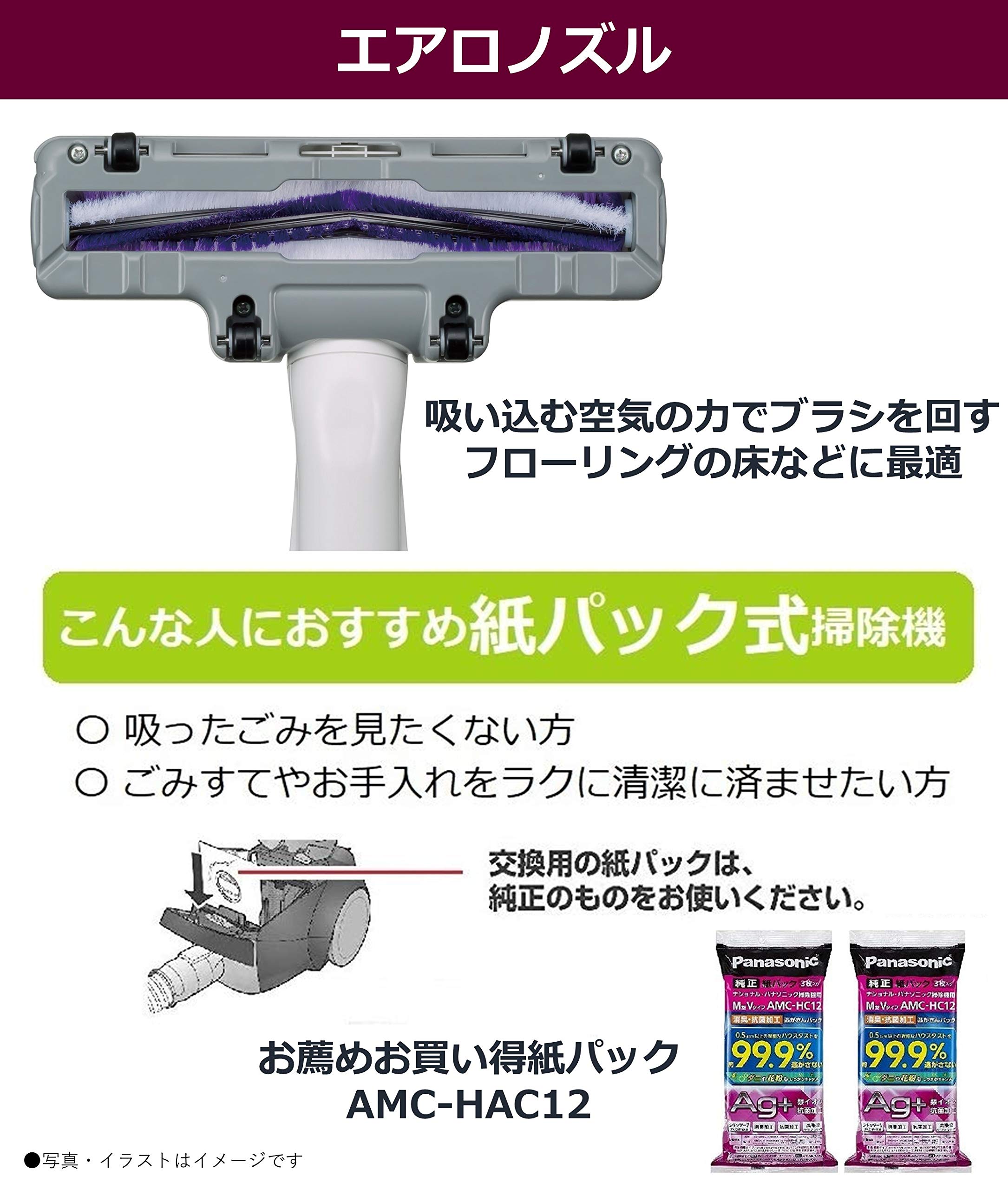 Amazon.co.jp: Panasonic MC-PKL21A-W Paper Pack Vacuum Cleaner