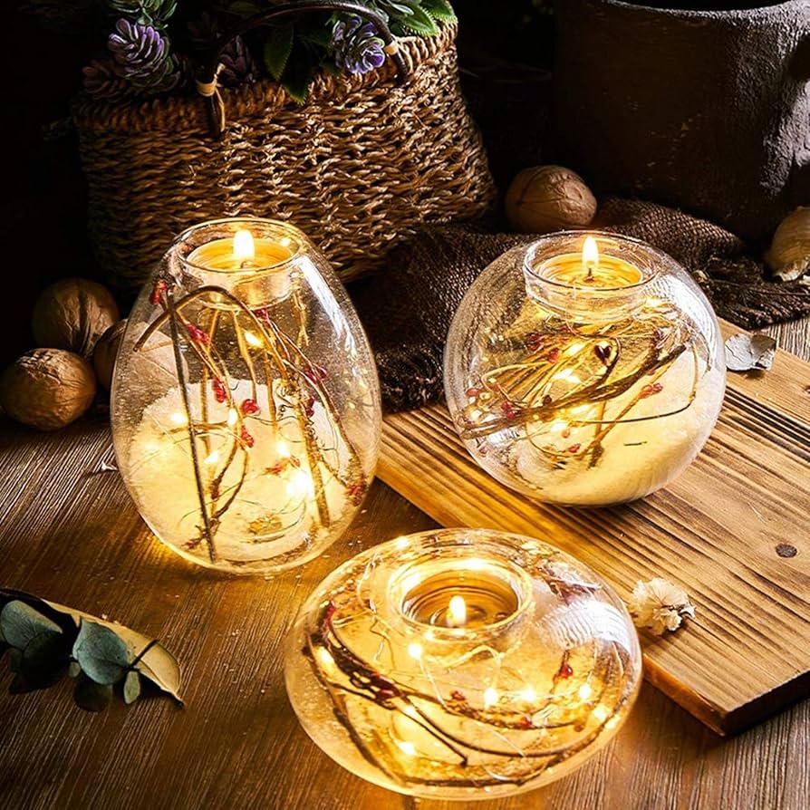 Amazon｜ドライフラワーガラスキャンドルホルダークリエイティブ