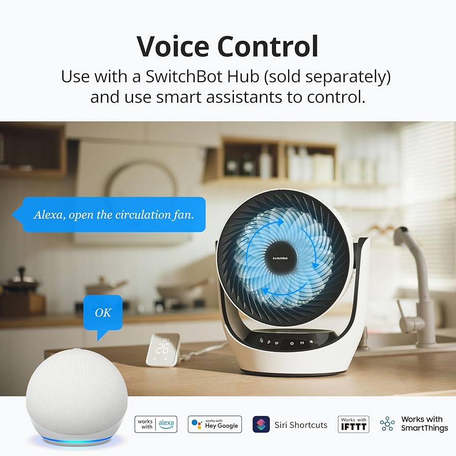 Amazon.com: SwitchBot Smart Desk Fan for Bedroom, 22dB Ultra Quiet