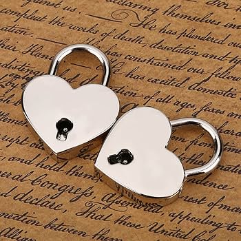 2Pcs Silver Heart Lock with Key Heart Padlock Small Vintage