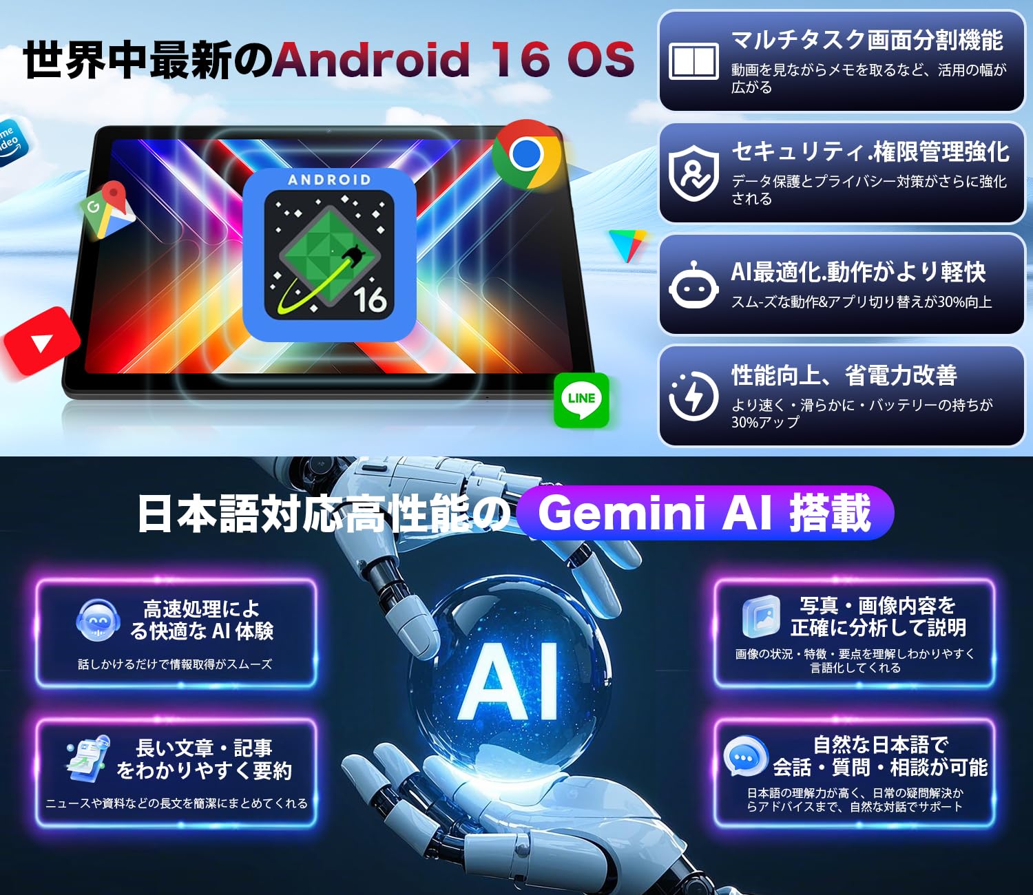 Amazon.co.jp: 【Android16 タブレット大画面 2026初登場】 タブレット