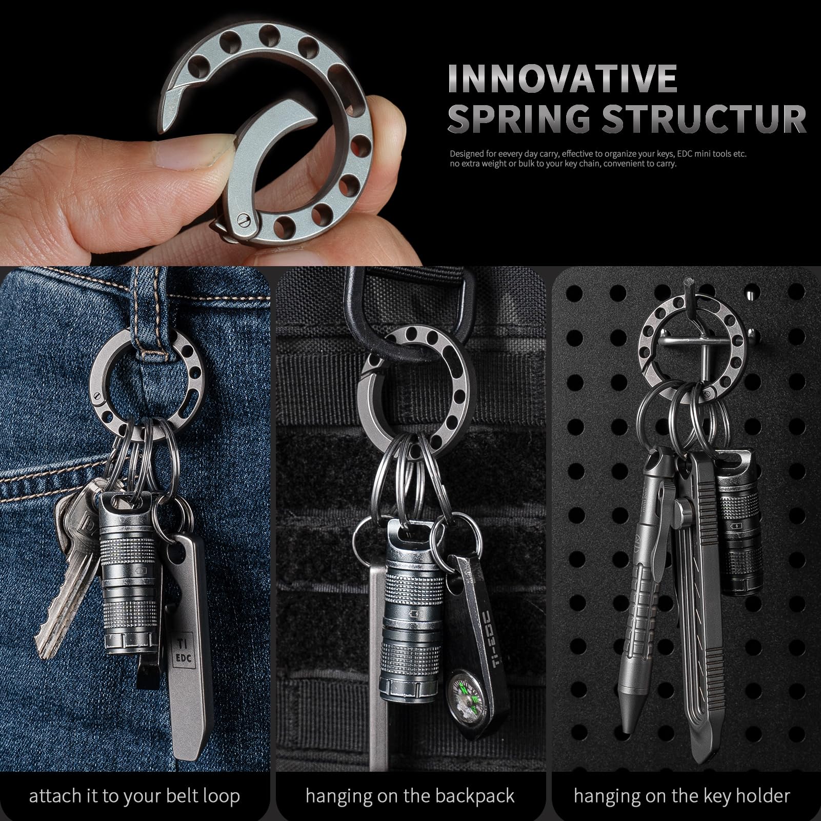 Amazon.com: IUMIUN Titanium Circle Small Keychain Carabiner Clip