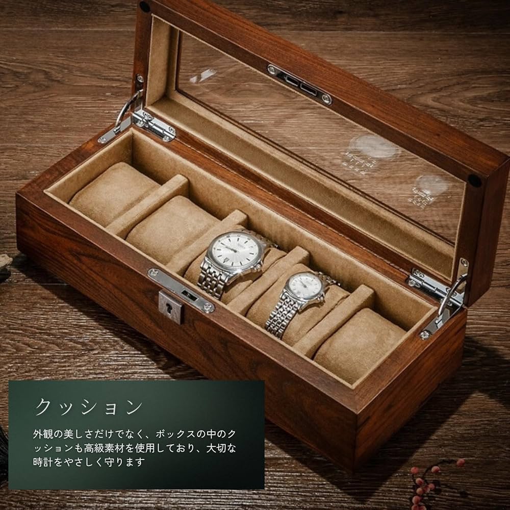 Amazon.co.jp: 腕時計ケース 5本 無垢材 時計ボックス 木製