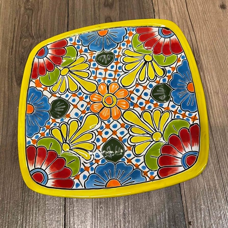 Amazon.co.jp: メキシコ雑貨 グアナファト焼 大皿 角皿 レトロ 食器②
