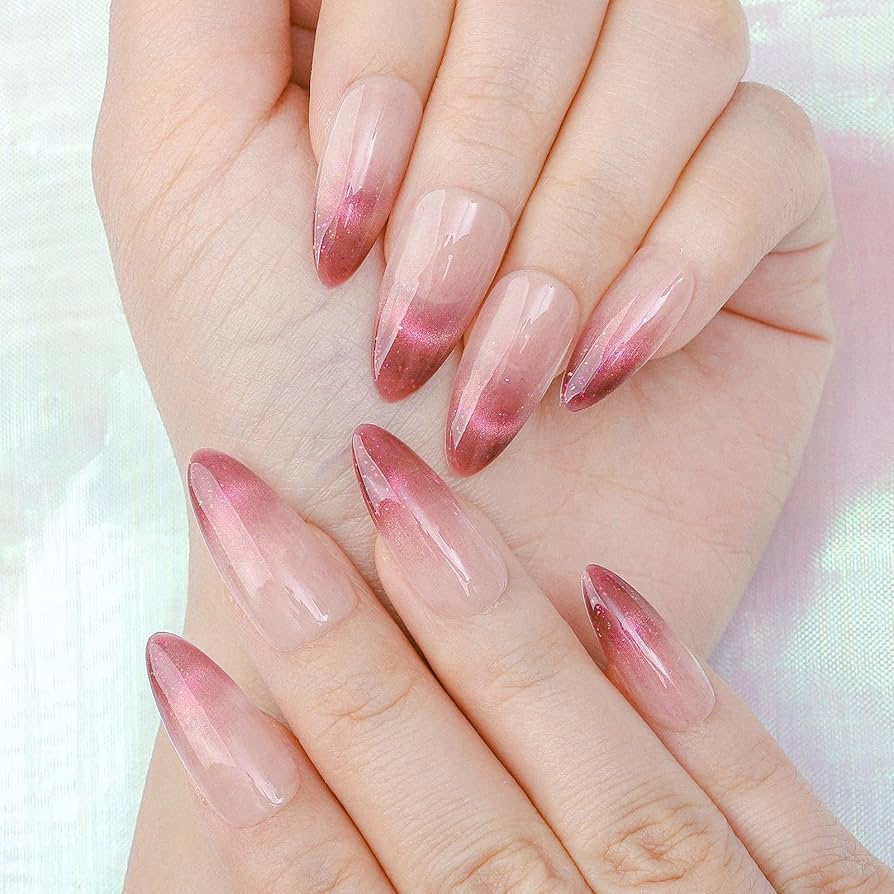 Amazon | Sethexy 手作りネイルチップ ロングアーモンドチップ 水色