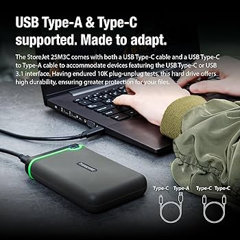 Amazon | Transcend ポータブルHDD 2TB 耐衝撃 USB3.1 Gen1 [Type-C] 3